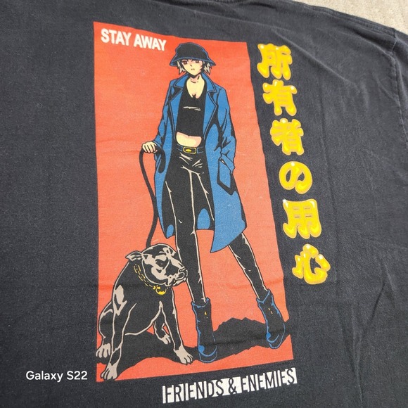 Anime Shirt Men XL Friends And Enemies Japanese Y2K Faded Cartoon - Picture 8 of 9